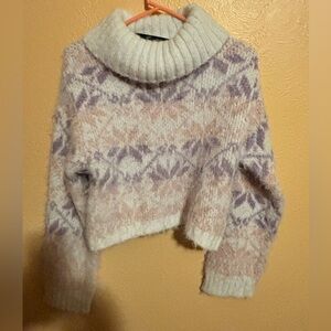 Wild Fable Purple and Cream Turtleneck Sweater